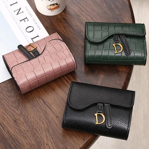 Dame luksus kortpung Kort tegnebog Mini PU Bogstav tegnebog Multi Lille multi clutch taske Brown