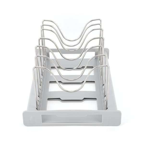 (SC) Expandable Non-Slip Pot Lid Holder Adjustable Kitchen Organizer Grey