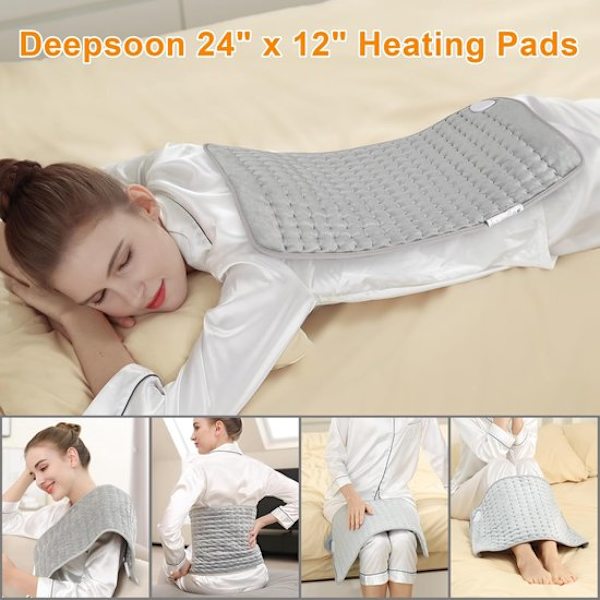 (SC)ING Heating Pad - Electric Heating for Back, Neck, and Joints - With Automatic Shut-off Function - Light Grey - 60x30 cm - One Piece