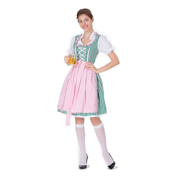 Kvinders Oktoberfest Kostume Tysk Dirndl Kjole Kostume Kjole Bayersk Karneval Fest Green L