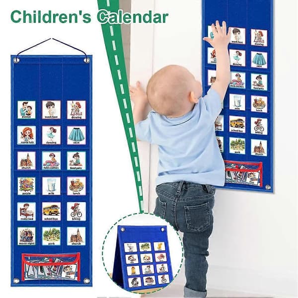 (SC)Removable Emotion Chart Visual Schedule for Kids, Desk, Tabletop, Preschool Svart