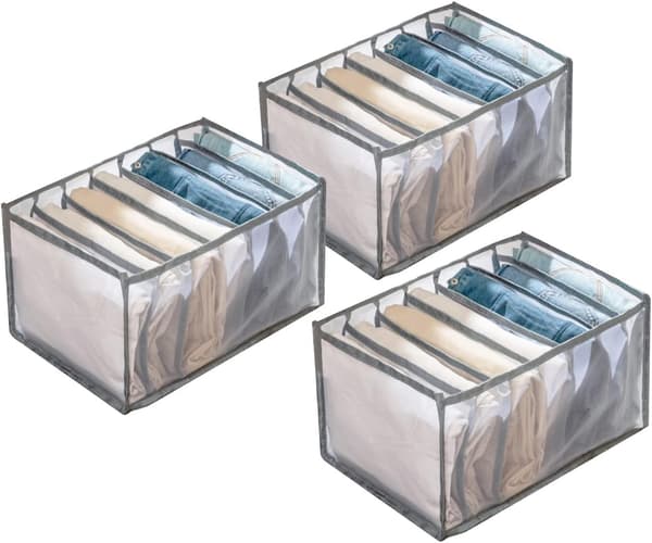 {SC}Storage Boxes for Trousers, Jeans, Sweaters, Stackable Visible Organizer to Keep Clothes Tidy, Space-Saving