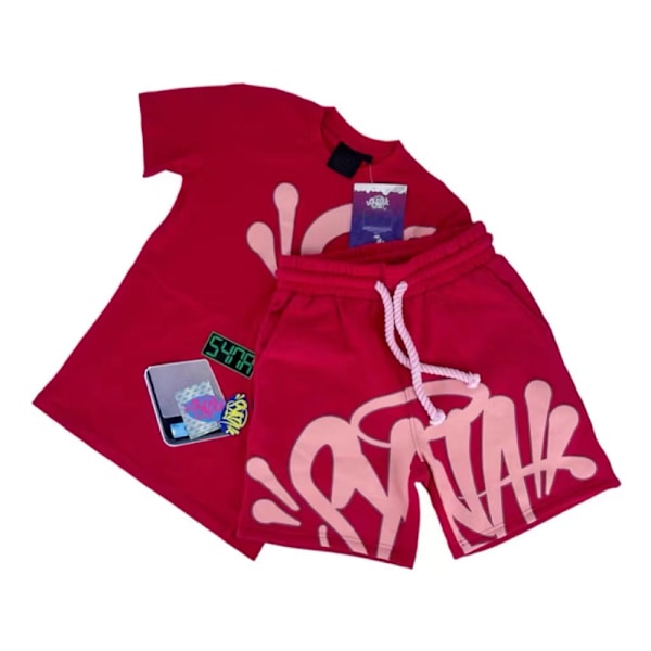 Syna World Herr Kortärmad T-shirt & Shorts Casual Outfit Set Sommar Träningsdräkt B B 2XL