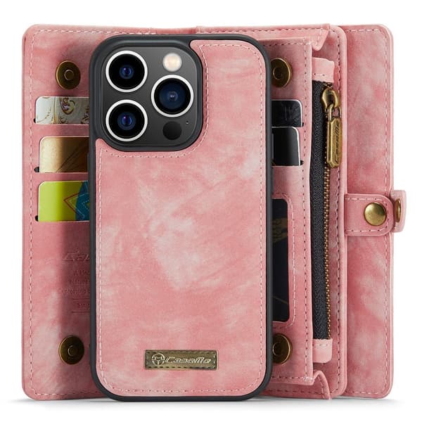 [SC]CASEME iPhone 15 Pro Retro plånboksfodral - Rosa Rosa pink