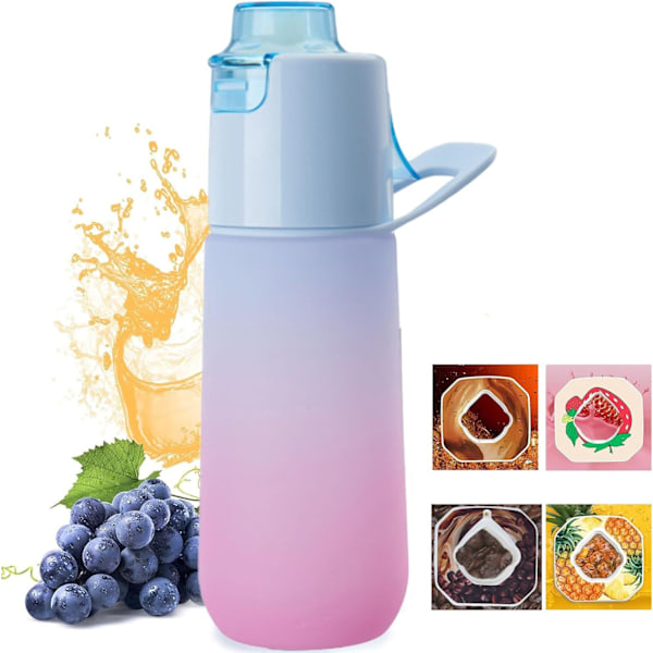 Ny produkt lekfull ring Tritan frostad spray doft aromatisk vattenkopp hydrering kylning utomhus sport het försäljning (blå + 4 slumpmässiga smaker) blue