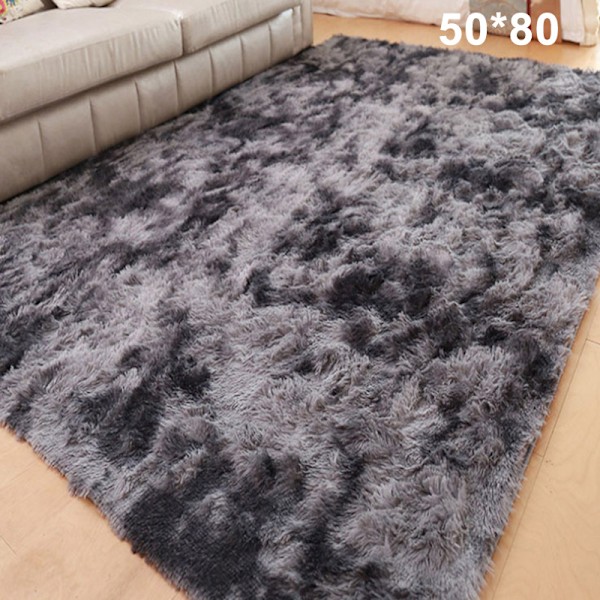 Stue Tæppe Soveværelse Tæppe Simpelt Moderne Husholdnings Tæppe Blødt Multi-zone Brug Tæppe Mørkegrå Dark Grey 50*80