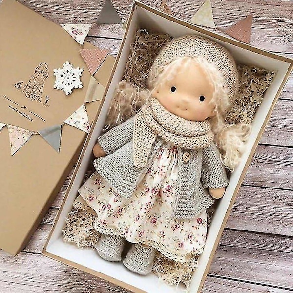 Handmade Waldorf Doll, Handmade Knitted Doll Handmade Plush Doll, Christmas Waldorf Doll, Christmas Birthday Gift Girls