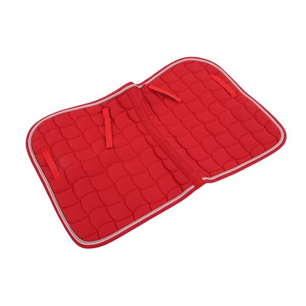 (SC)Breathable All-Purpose Saddle Pad with Handle and Girth for Horses Large Red