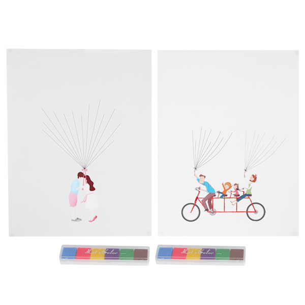 2Set tecknad mönster fingeravtryck målning DIY signatur gäst