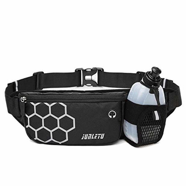Löparbälte med vattenflaska Vattentät midjeväska Fanny Pack Löparväska Bum Bag Sportbälte (Svart) Black