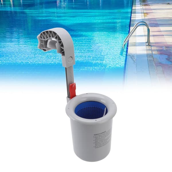 (SC) Wall-mounted surface skimmer for above-ground pools, automatic pool skimmer, durable polypropylene construction, adjustable adapter skimmer cleaning