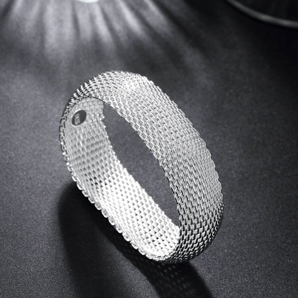 Gode Tilbud 925 Sterling Sølv Flettet Mesh Armbånd for Kvinner Stort Salg Smykker BN12