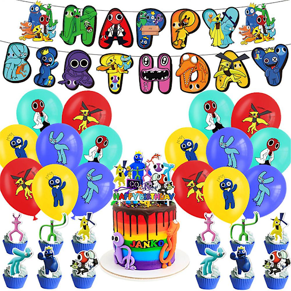 Roblox Rainbow Friends 2 -teemajuhlatarvikkeet, ilmapallosetti