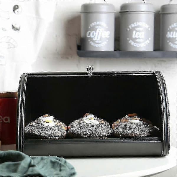 (SC) Metal Bread Box, Kitchen Storage Container with Roll Top, Kitchen Utensil Storage Pink