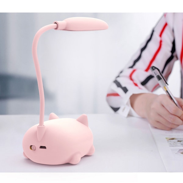 Barnelampe, LED skrivebordslampe for barn, søt kattelampe skrivebordstilbehør