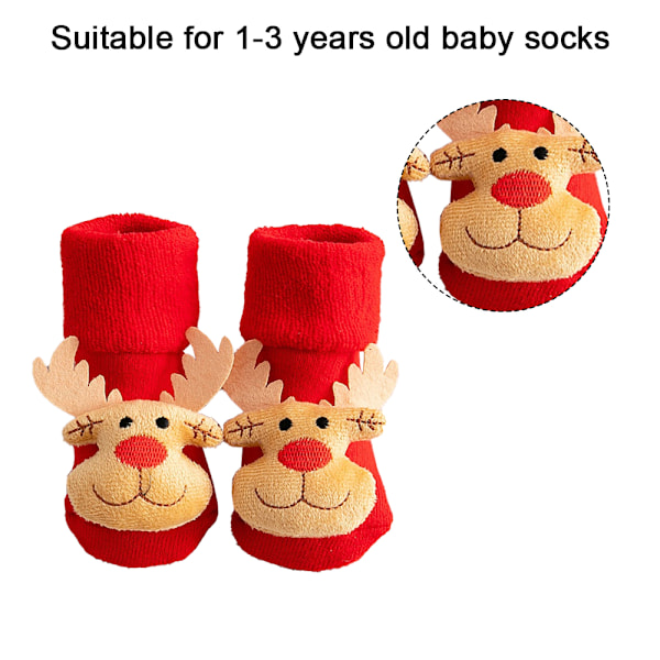 Babyskor för flickor och pojkar, mjuka strumpor för vinter, barnens jul H