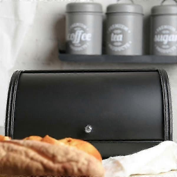 (SC) Metal Bread Box, Kitchen Storage Container with Roll Top, Kitchen Utensil Storage Pink