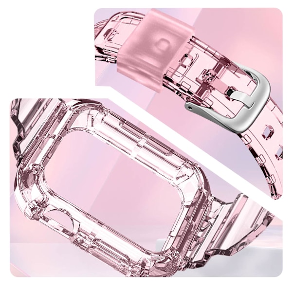 Kompatibel med Apple Watch 44/45mm Remskydd Silikon Justerbar Transparent Rosa