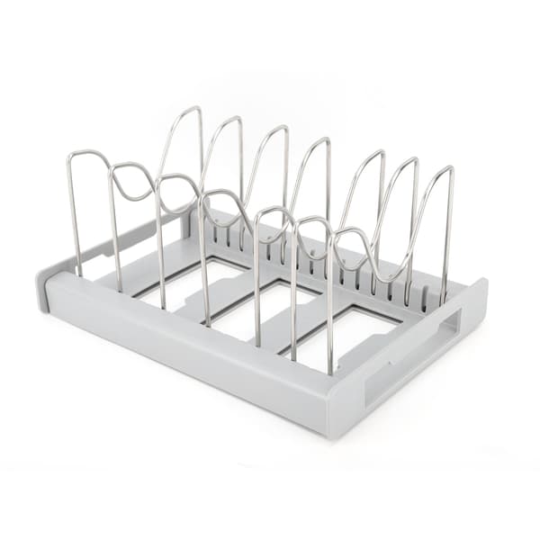 (SC) Expandable Non-Slip Pot Lid Holder Adjustable Kitchen Organizer Grey