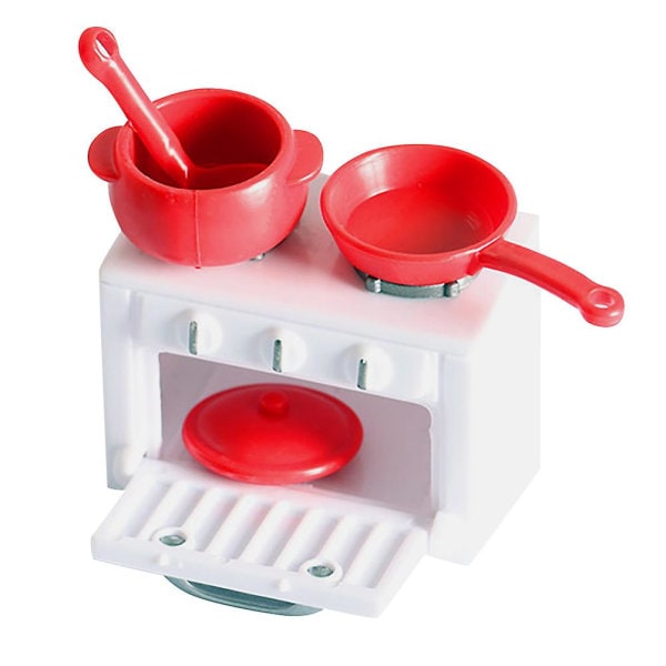 Legetøj Børn Lader Som Om Madlavningskomfur Mini Hus Gaskomfur Mini Komfur Model Miniature Komfur Lege Køkken Madlavningslegetøj (5.8X4.2X3.6CM, Hvid Rød)