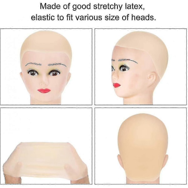 Sommerudsalg Latex Skaldepander til Voksne Makeup Skaldet Hoved Paryk Hat Kostume Tilbehør 4 stk