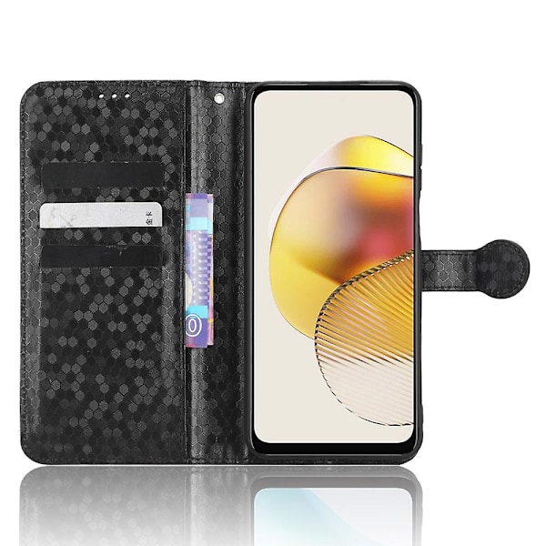 Beskyttende telefondeksel med stativ og lommebok for Motorola Moto G73 5G, prikkemønster Black Style A Motorola Moto G73 5G