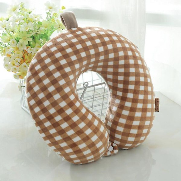 Blød behagelig rejsepude med langsom tilbagefjedrende gitter U-formet pude med memory foam Kaffe Coffee 30 * 28cm