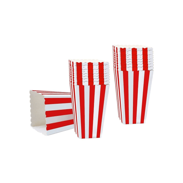 50 randiga popcornlådor i papper godisbehållare i kartong