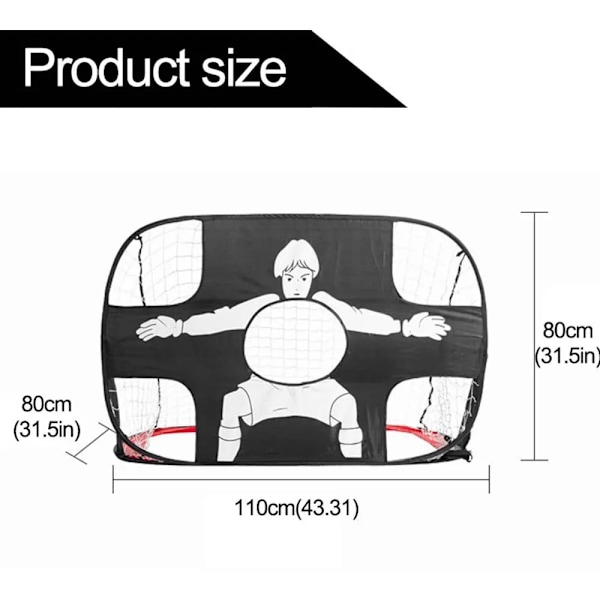 Foldbar nylon fodboldmål til børn og voksne, fodboldmål til legepladsen, haven, indendørs og udendørs Red