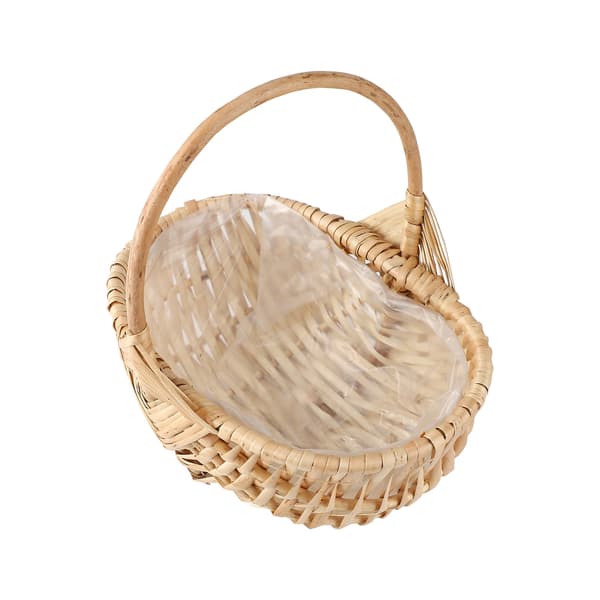 (SC)Rustic Handmade Waterproof Rattan Flower Basket