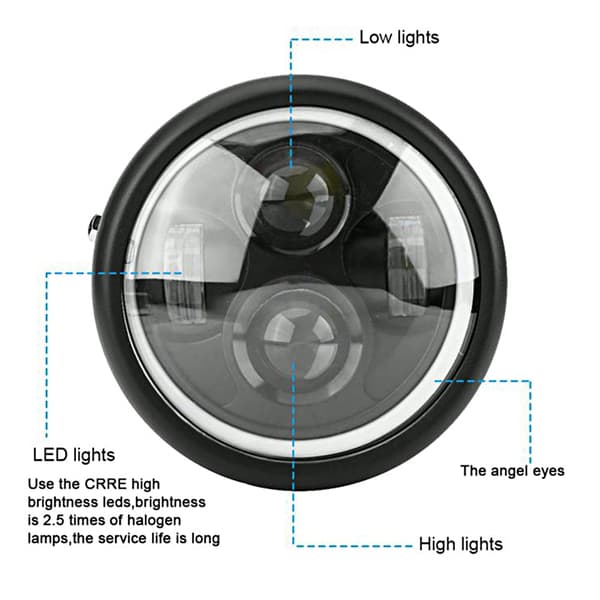 (SC)Retro Style Universal Motorcycle Bright LED Headlight Motorcycle Round Front Lamp