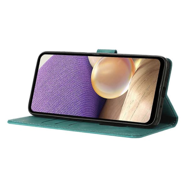 [SC] Wallet Case for Samsung Galaxy A56 5G with Printed Triangle Pattern, Leather, Flip Case Green