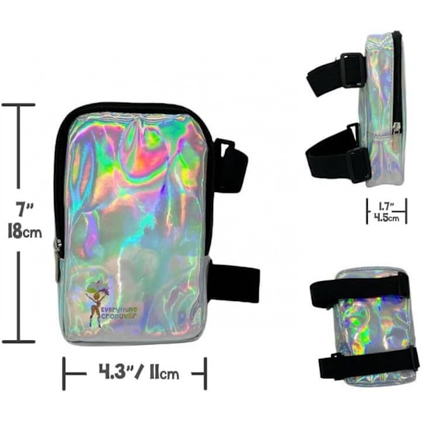 Holografisk lårväska - telefonhållare festivalväska för kvinnor, män - skimrande ankelväska - reflekterande handsfree raveväska deep red