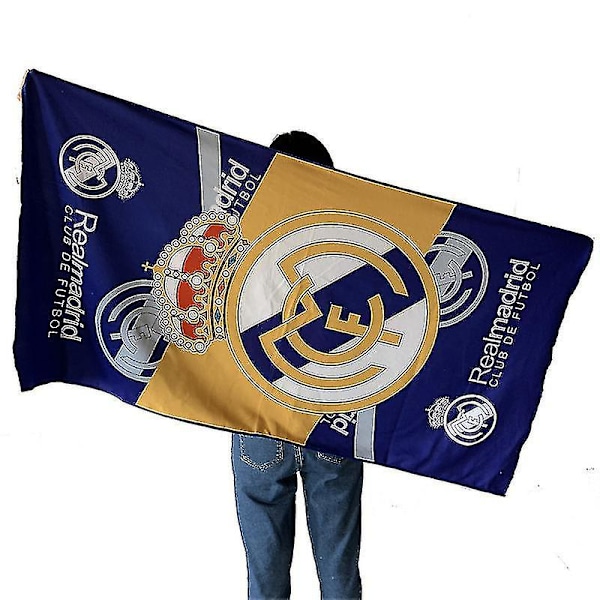 75 * 140cm Fodbold Stor Badehåndklæde Real Madrid Print Rektangulær Badehåndklæde Strand Stor Håndklæde