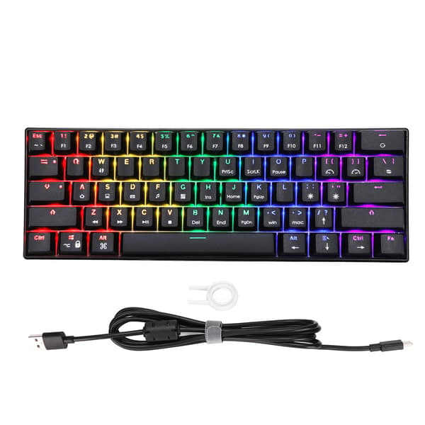 (SC)Mechanical Keyboard 61 Keys Color Mixing Ergonomic Design Fast Response Type C Wired Keyboard Blue Switch