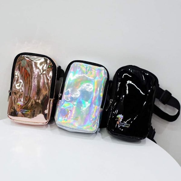 Holografisk lårväska - telefonhållare festivalväska för kvinnor, män - skimrande ankelväska - reflekterande handsfree raveväska silver