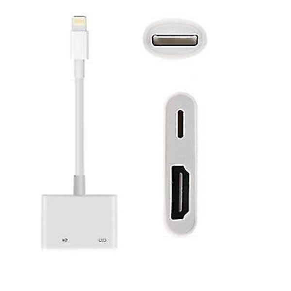 Lightning till HDMI-kabel för samma skärm, stödjer iOS 12/13