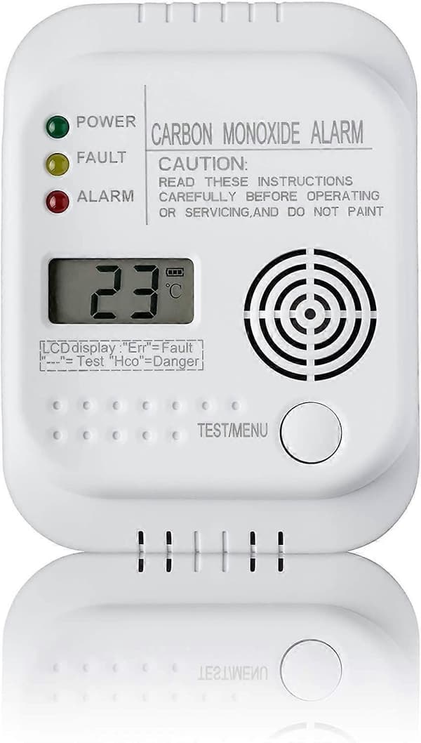 (SC) Kolmonoxiddetektor, batteridriven, gasdetektor med display och termometer