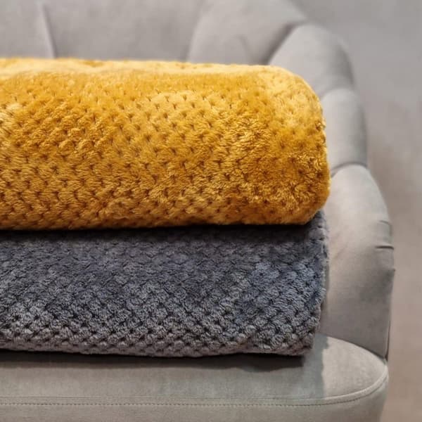 (SC)Filt 150X200cm - Sengeteppe Sofateppe Mykt Teppe Dyne - Fluffy og Mykt - Polyester Marineblå dark gray