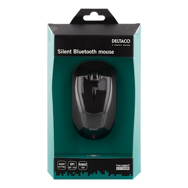 Stille trådløs mus Bluetooth 1x AA 800-1600 DPI 125Hz Svart