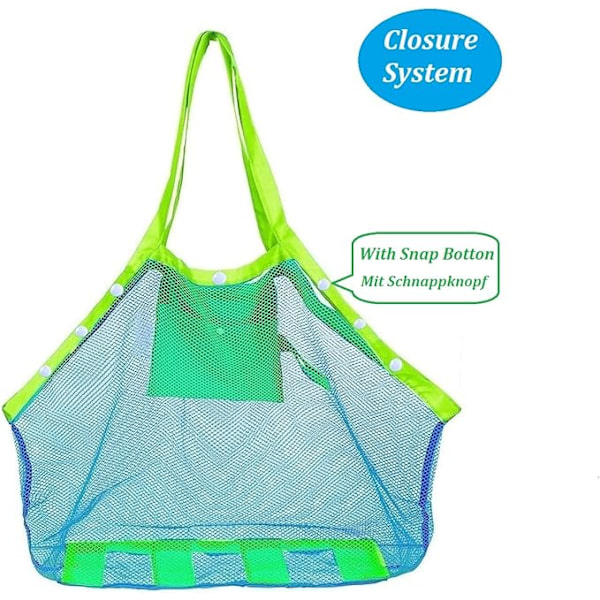 XL Stor Mesh Strandtaske til Udendørs Svømning Pool Børn og Børns Legetøj   Sand Away Organizer Opbevaringsposer, Foldbar og Let (Grøn) green