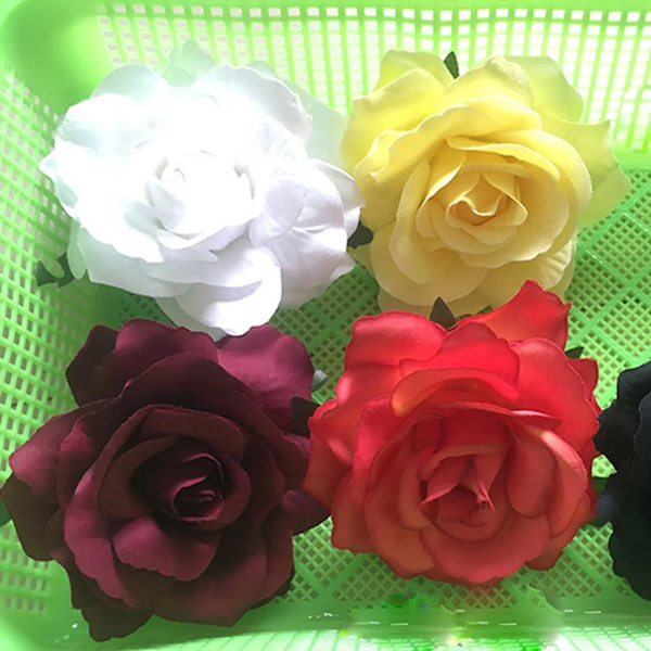 DIY Hodeplagg Hårtilbehør til Bryllup Bryllup Flokkering Stoff Rød Rose Blomst Hårnål Hårklipp Bryllupsfest Tilbehør C-orange