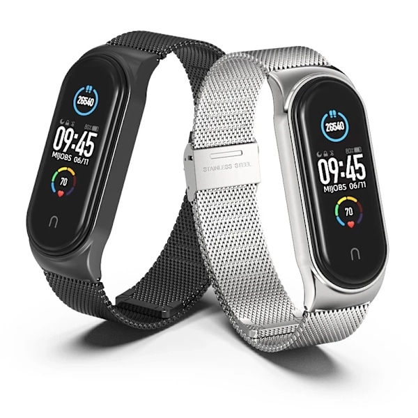 Urrem til Mi Band 7 Passer til Xiaomi armbånd 3/4/5/6/7 bånd 04 linje 304 rustfrit stål metalarmbånd Sølv Silver For mi band 3 4 5 6