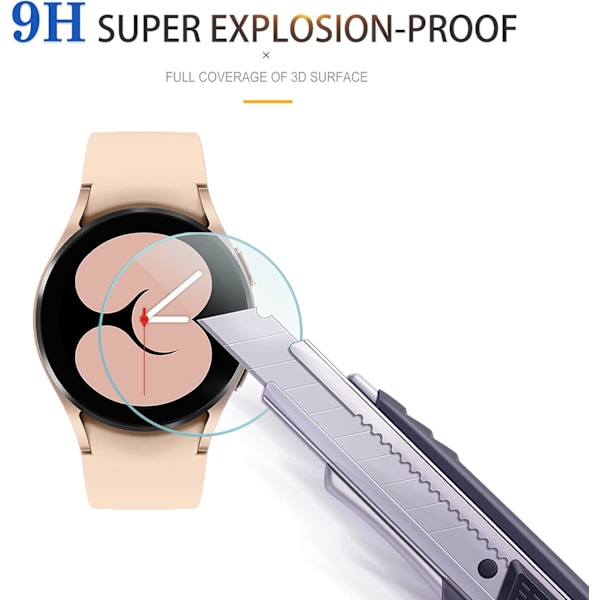 4-pakkauksen karkaistu lasi Samsung Galaxy Watch 4 (40 mm) -älykellolle, näytönsuoja Galaxy Watch 4 (40 mm) -älykellolle [2.5D 9H kovuus] [naarmuuntumaton]