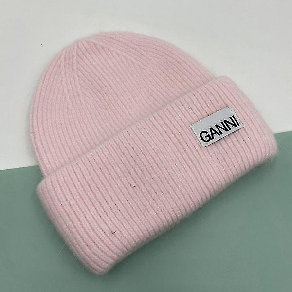 Knitted Men Women Ganni Winter Warm Cap Cuff Knitted Stretch Beanie Hat