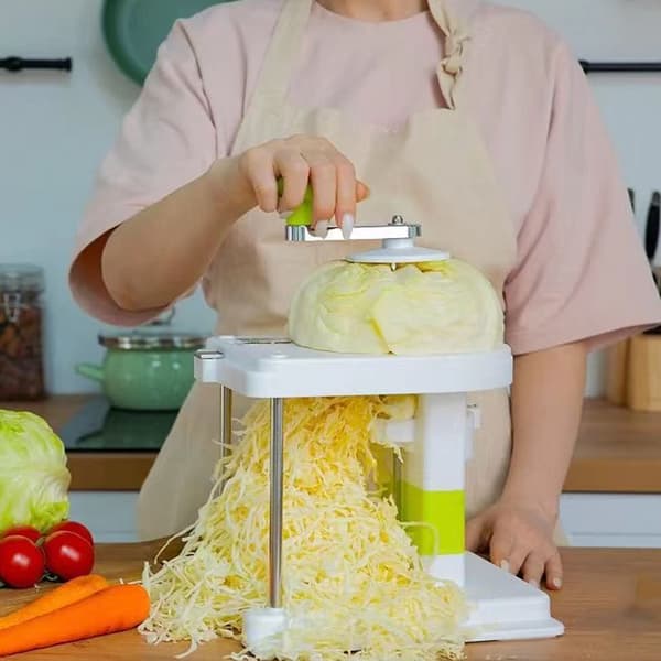(SC) Simple Manual Kitchen Tool, Manual Food Chopper with Easy-to-Clean and Use System, Versatile Vegetable Slicer for Cabbage and Carrots