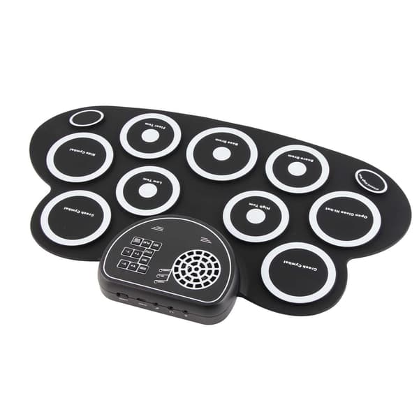 (SC)Electronic Drum Set USB Rechargeable Dual Speakers Kids Roll Up Drum Practice Pad White