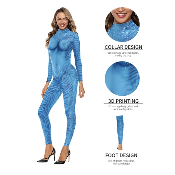 Avatar Jumpsuit Bodysuit til Mænd og Kvinder Halloween Zentai Kostumer til Piger girls L