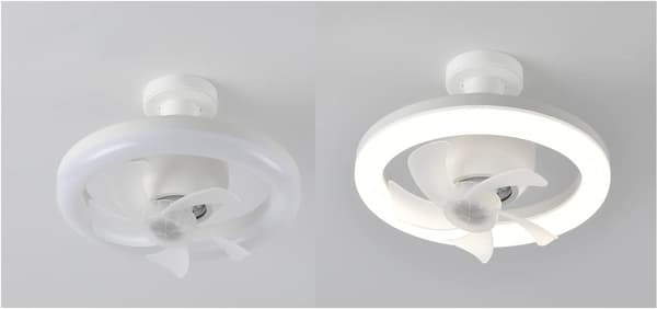 (SC) Remote Control, LED Bulb, E26 Socket, Ceiling Fan Lamp, Dimmable, 3 Wind Speeds, 3 Color Dimming, Shaking Head, Small Suction Ceiling Fan