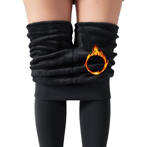 Dame Fleeceforet Leggings Varme Tykke Strømper Termiske Fløjl Bukser Mavekontrol Blød Strækbar
